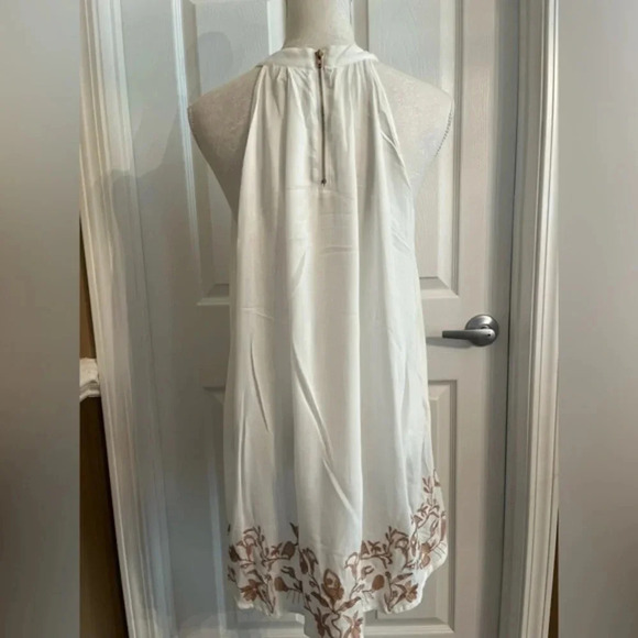 Pol Womens Blouse White Sleeveless With bottom Embroidered Boho halter neck line - Picture 5 of 14